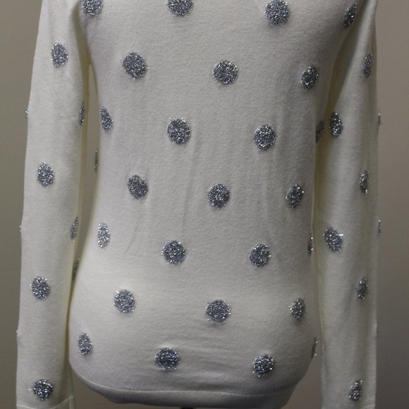 Talbots Tinsel Dot Sweater, XS, Winter White - Picture 7 of 10